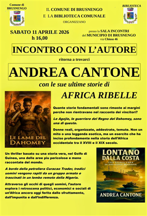 Incontro con l'autore ANDREA CANTONE - presentazione libri: AFRICA RIBELLE e LONTANO DALLA COSTA