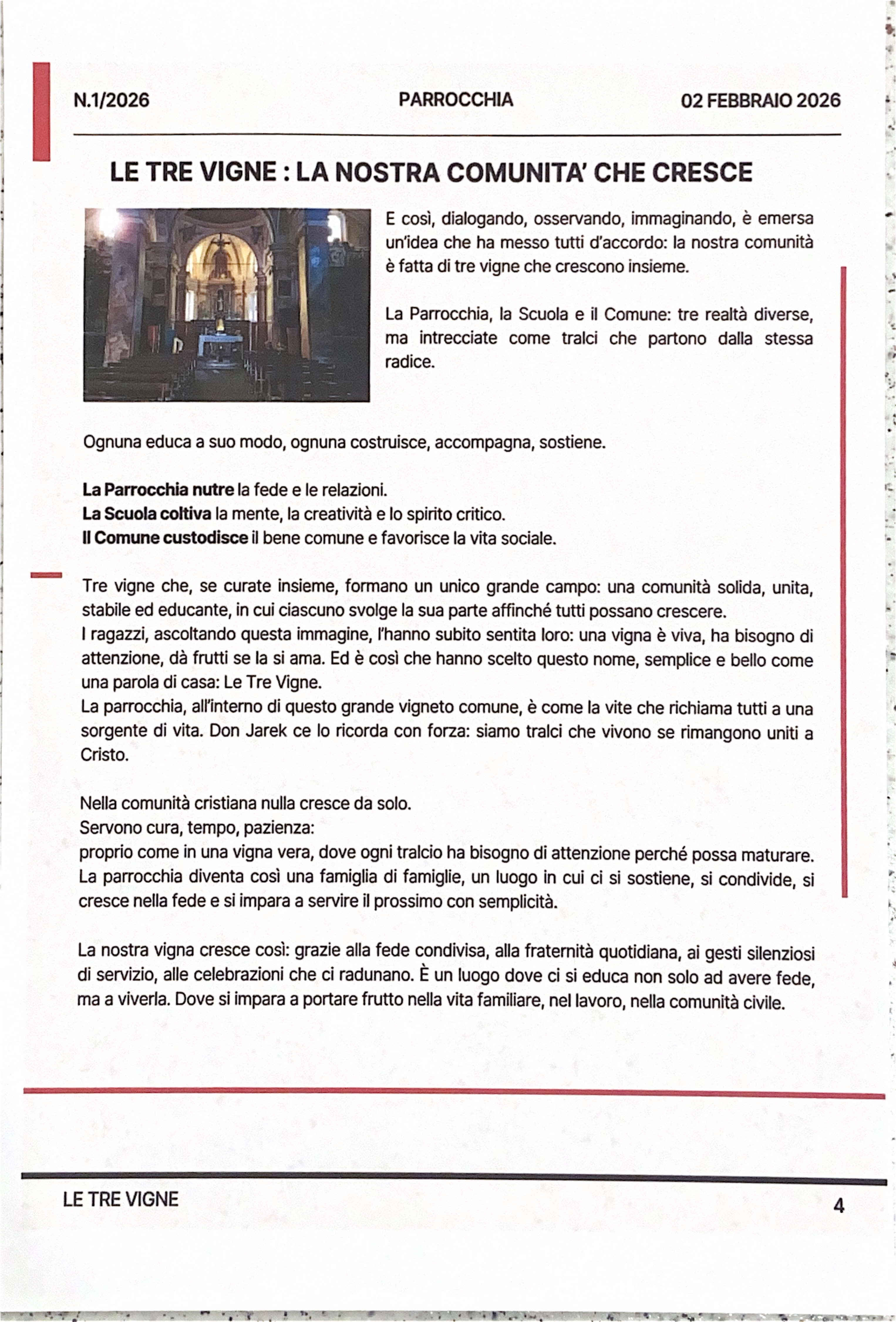 Il nuovo periodico LE TRE VIGNE