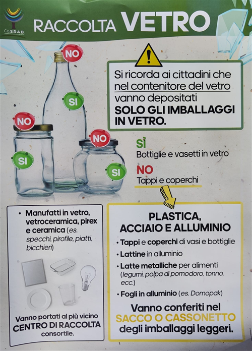 Raccolta VETRO - Locandina informativa